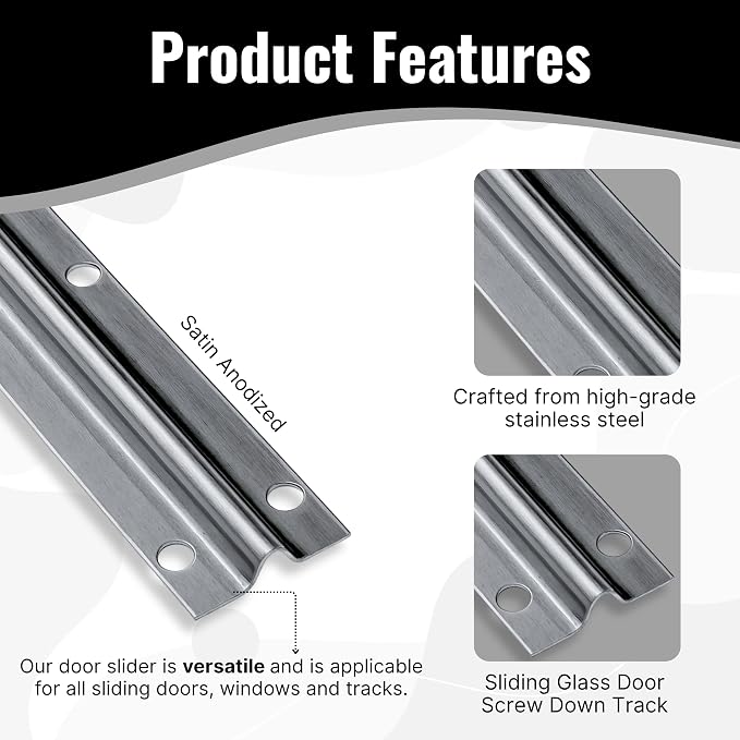 KC Hardware Stainless Steel Sliding Glass Door Screw Down Track, Inverted V - Image 2