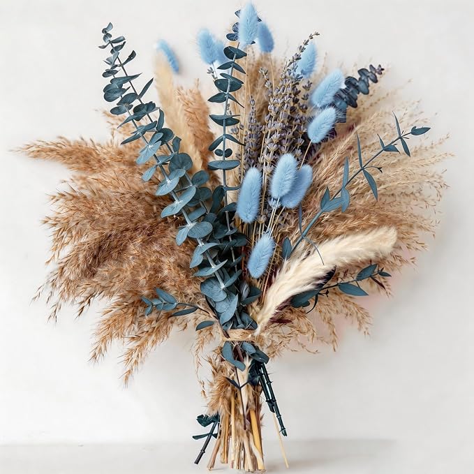 Dusty Blue Dried Flower Bouquet by Unknown