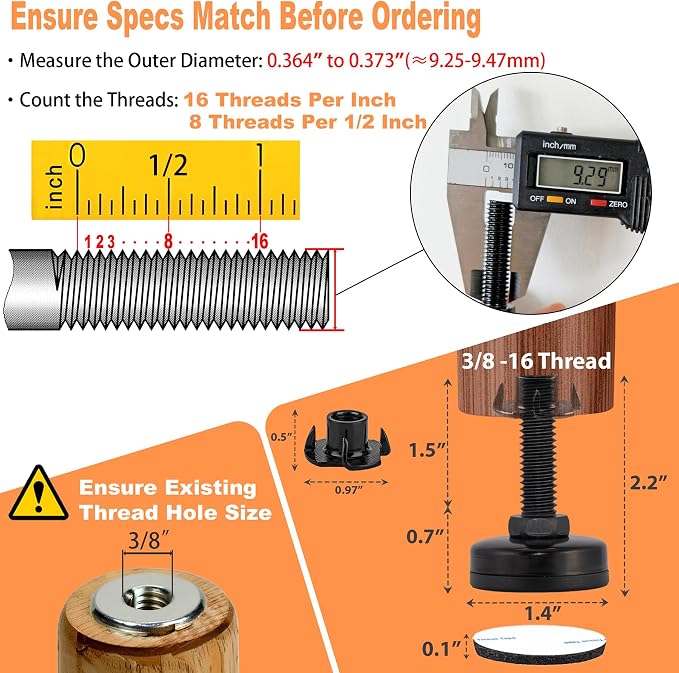 Furniture Leveling Feet Adjustable Heavy Duty Furniture Levelers - Image 2
