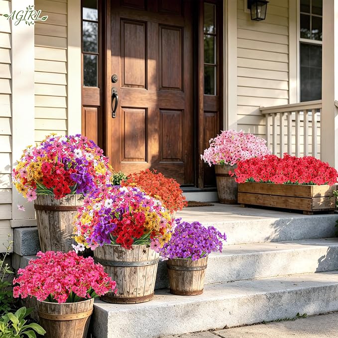 AGIRL Artificial Flowers Outdoor UV Resistant Fake Plant Garden Patio Decor | - Image 8