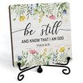 Inspirational Christian Desk Decor, Be Still And Know That I Am God Wildflower by JUSITAKEET