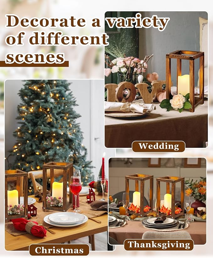 Huquary 8 Pcs Wooden Wedding Lantern Centerpiece - Image 6