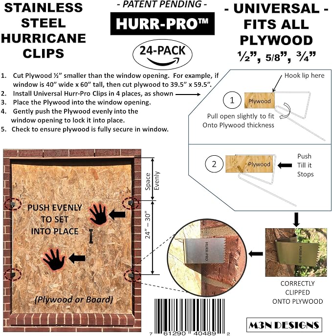 Universal Hurricane Window Clips, 1/2" to 3/4" One-Size-Fits-All, Reusable - Image 3