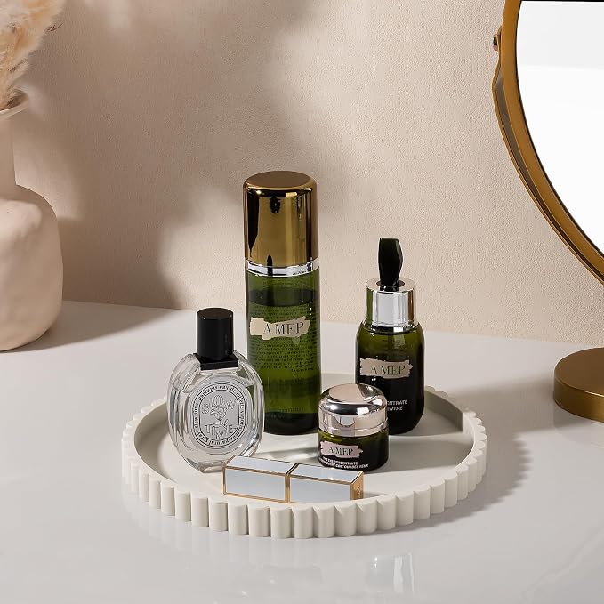 Round Bathroom Tray Perfume Organizer Coffee Table Decor, Heat-Resistant - Image 5