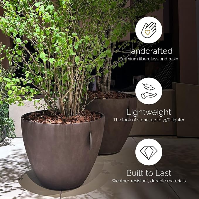 Lupo Tapered Indoor/Outdoor Planter, 20x15in Grey Stone - Image 4