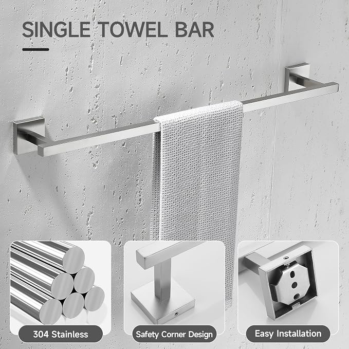 TQKAG 5-Piece Bathroom Hardware Set, Brushed Nickel Classic Wall Mounted - Image 2