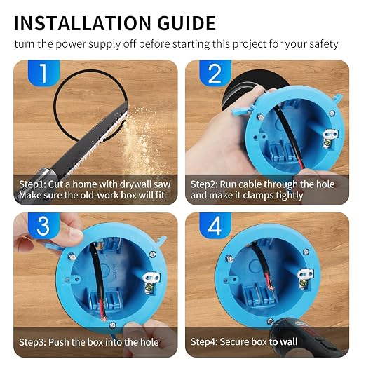 1 Gang PVC Round Ceiling Electrical Box, 1 Pack | Old Work, 4.25" Dia - Image 6