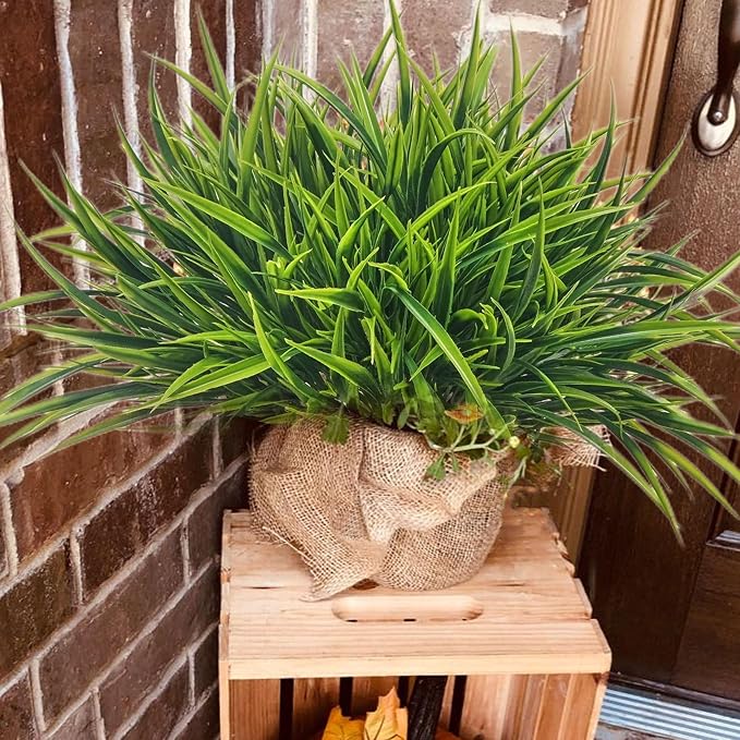 12 Bundles Artificial Greenery Outdoor Shrubs Faux Plants Fake Grasses | UV - Image 2
