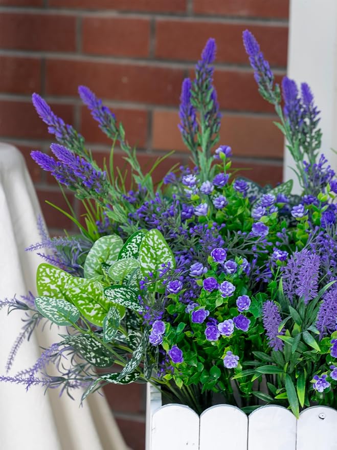 20PCS Artificial Plants Outdoor, Faux Lavender & Greenery Stems - Image 4