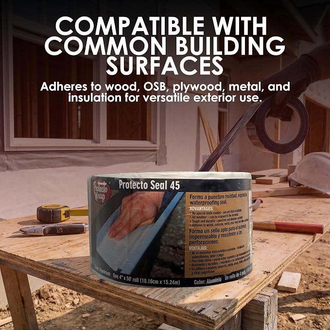 PS45 Alum Waterproofing Membrane – Self-Adhering Aluminum Flashing – UV-Rated - Image 4