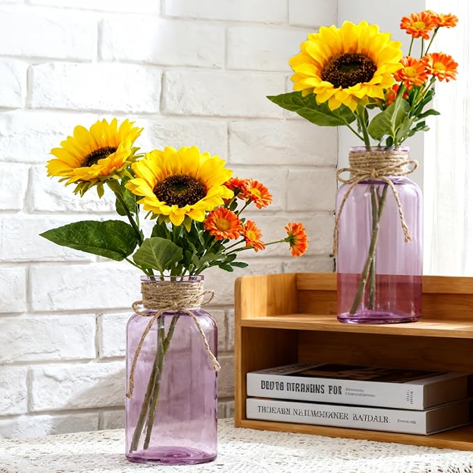 6 Pack Mason Jar Vases for Centerpieces, Wide Mouth Mason Jars - Image 4