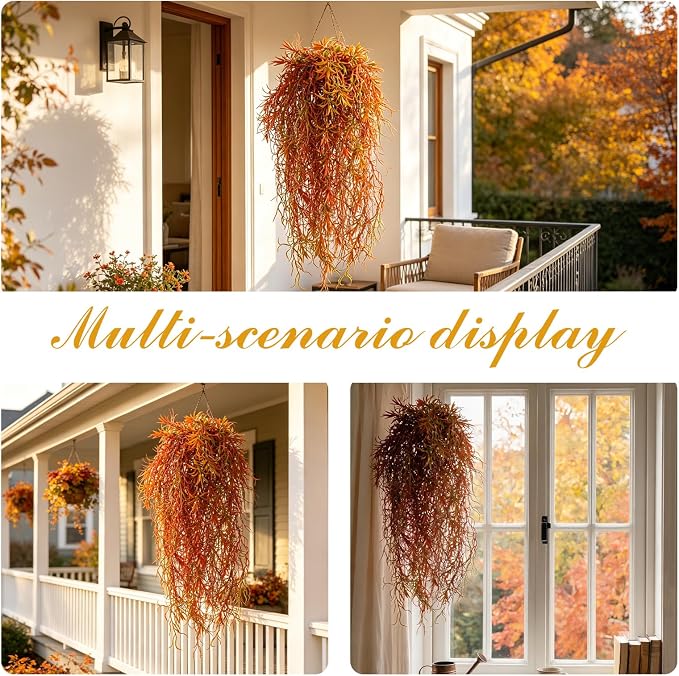 4Pcs Autumn Fake Hanging Fern Plants - Image 4
