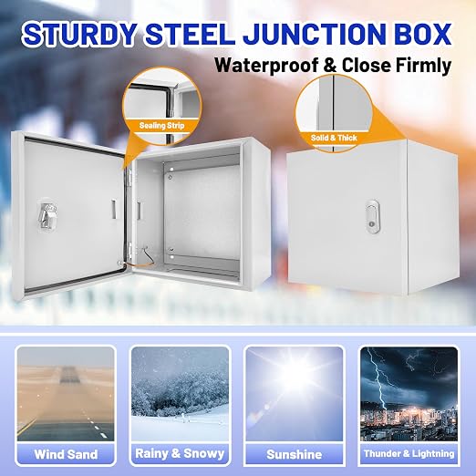 Electrical Junction Box 16x16x8, NEMA 4X IP66 Steel Enclosure Box | 1.5mm steel - Image 3
