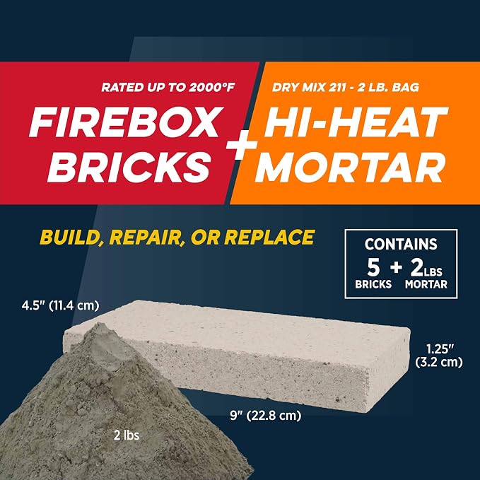 Rutland Fire Brick & Mortar Kit, Dry Mix 211 Refractory Mortar, Masonry & Fire - Image 3