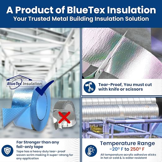 BlueTex Insulationㅤ HVAC Aluminum Foil Tape 2 inch x 150 ft, Heavy Duty - Image 4