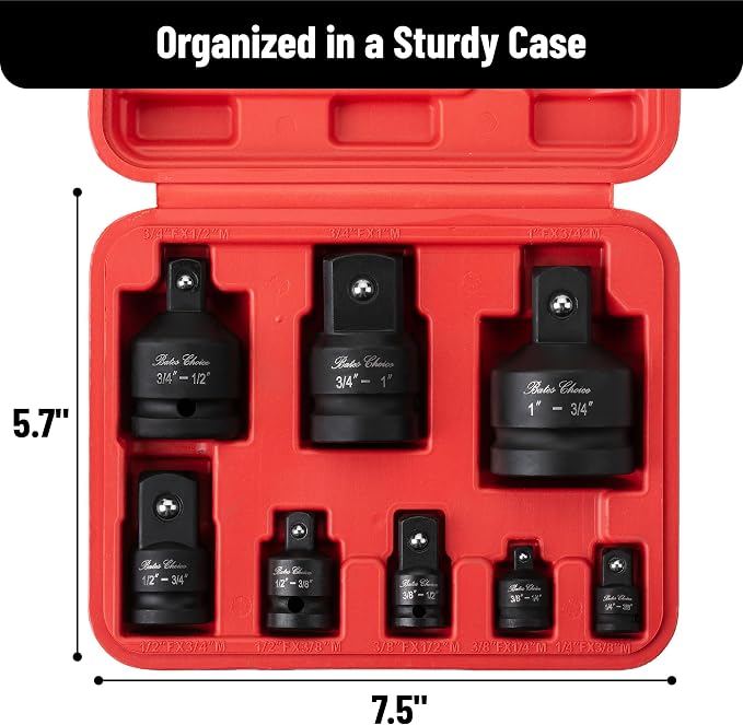 Bates- Impact Socket Adapter and Reducer Set, 1/4" 3/8" 1/2" 3/4", Impact - Image 4