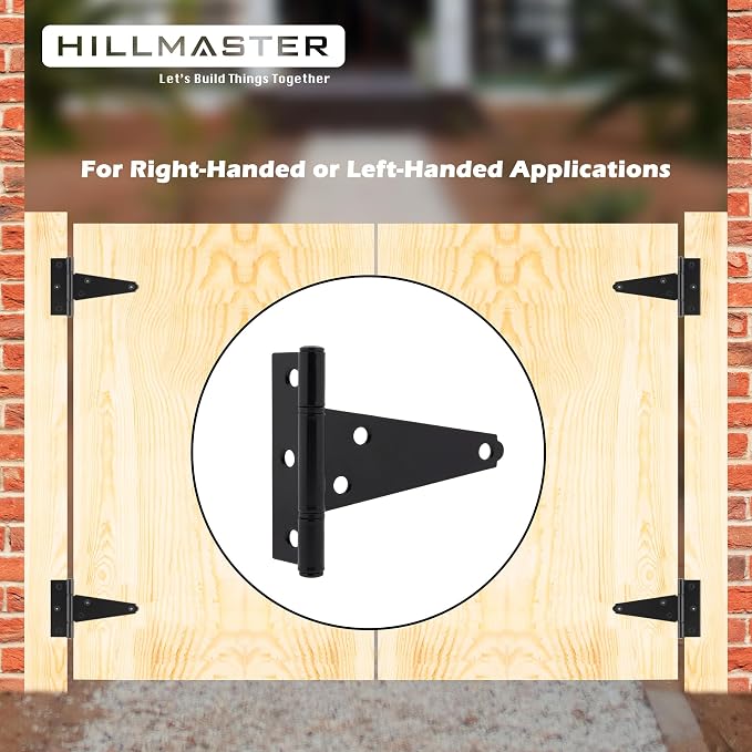 Hillmaster 4 Inch T-Strap Heavy Duty Shed Door Hinges - Image 3