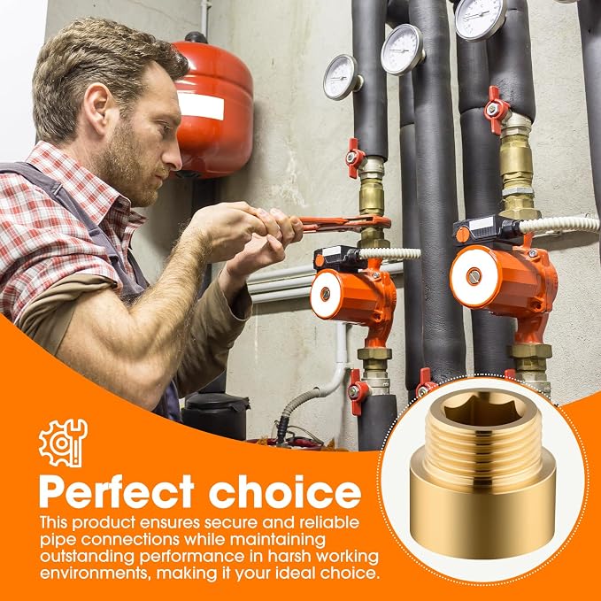 2 Packs of Brass Pipe Fittings, 1/2 inch NPT External Thread to Internal Thread - Image 7