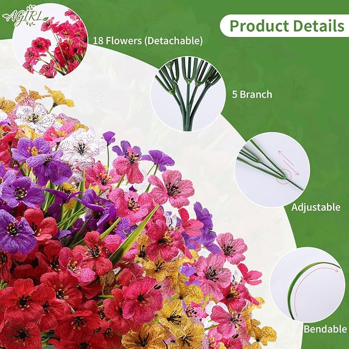 AGIRL Artificial Flowers Outdoor UV Resistant Fake Plant Garden Patio Decor | - Image 3