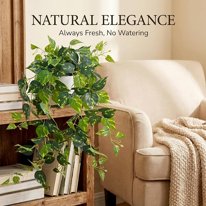 Fake Plants, Artificial Plants Indoor, Realistic Durable, Fake Pothos - Image 2