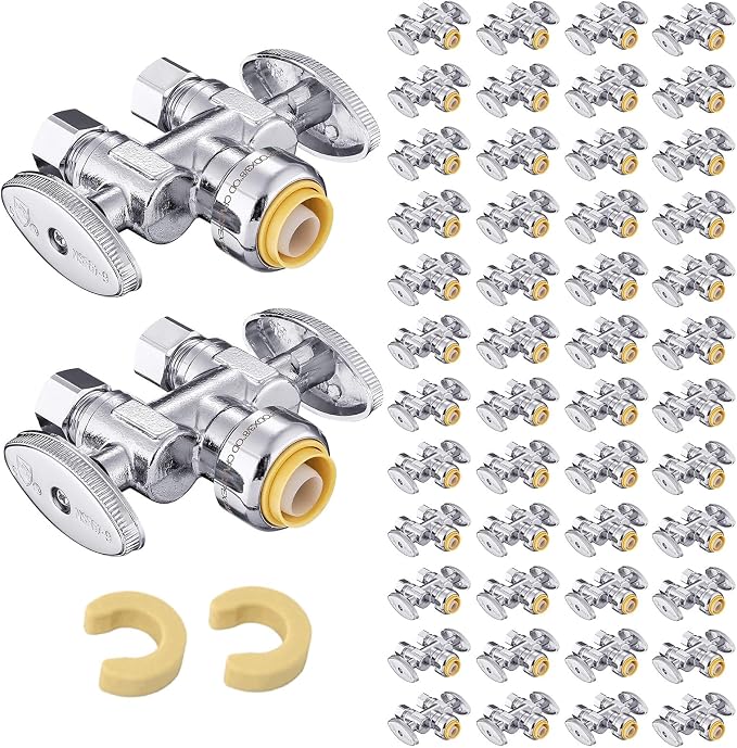 50PC EFIELD Push Fit 1/2" x Dual 3/8" OD Compression Straight Stop Valve | 1/4 by EFIELDPEXTUBING