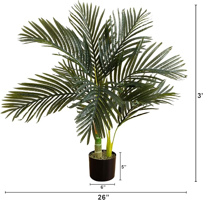 Nearly Natural 3ft Golden Cane Palm Tree - Image 2