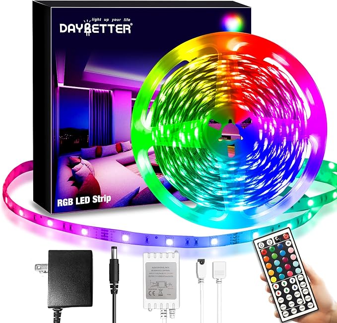 DAYBETTER SMD 5050 Remote Control Led Strip Lights 20ft, RGB Color Changing Led by DAYBETTER