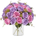 2 Packs Peonies Artificial Flowers, Dark Purple Silk Artificial Peonies | Fake by MARTINEMALL