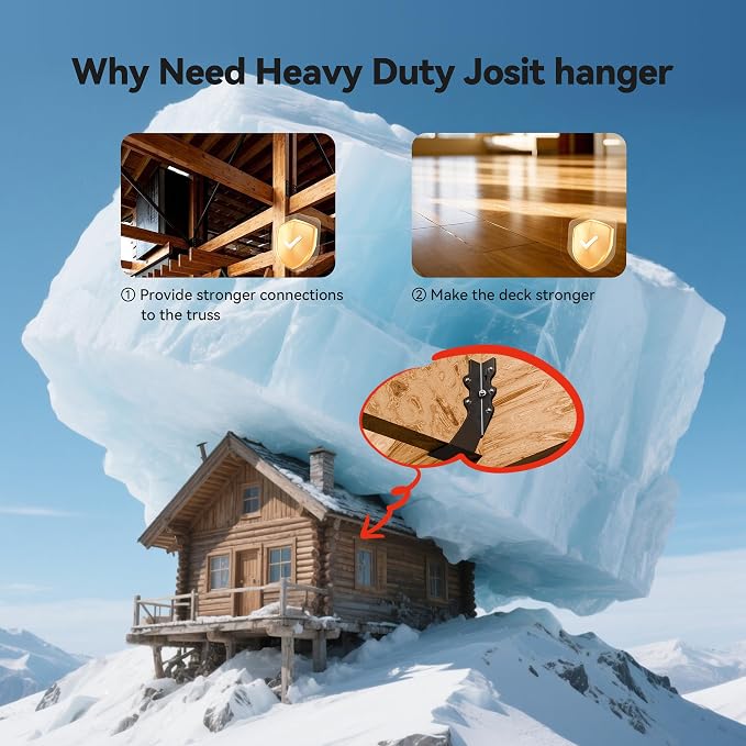 Black 2X6 Joist Hanger Heavy Duty 14 Gauge LU26 Black Face Mount Joist Hangers - Image 3