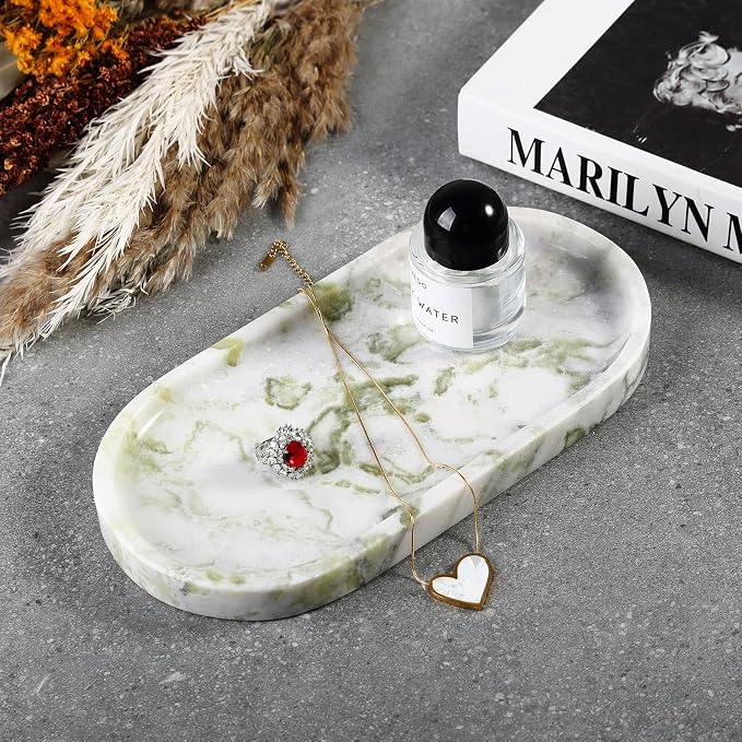 Marble Vanity Tray for Bathroom Countertop, Stone Jewelry Dish Stone Trays for - Image 5