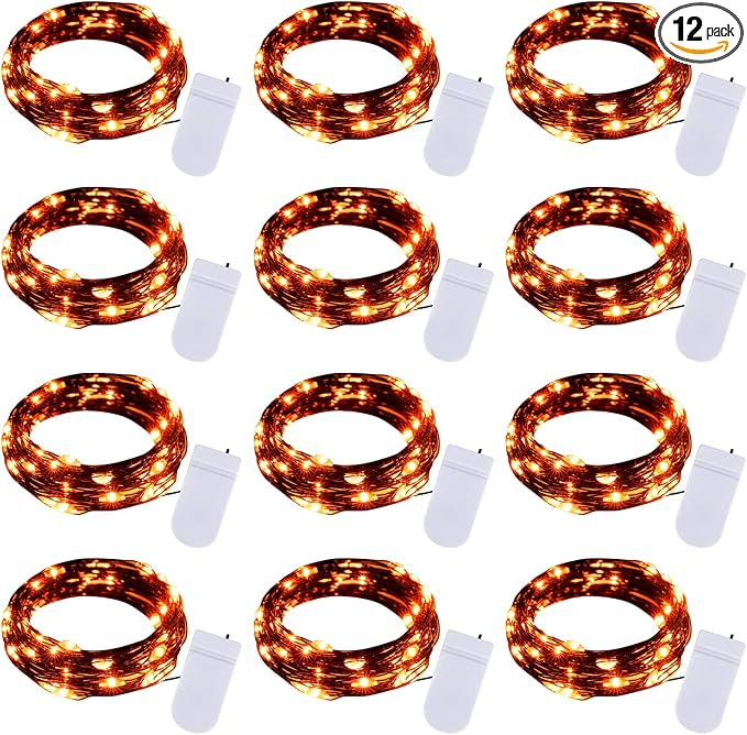 Brightown Halloween Orange Fairy String Lights: 12 Pack 7 Ft 20 LED Battery by Brightown