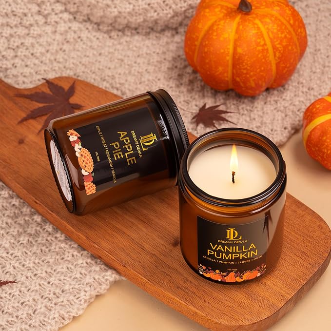 DL DREAMY DEWLA Fall Candle, Apple Pie Scented - Image 6