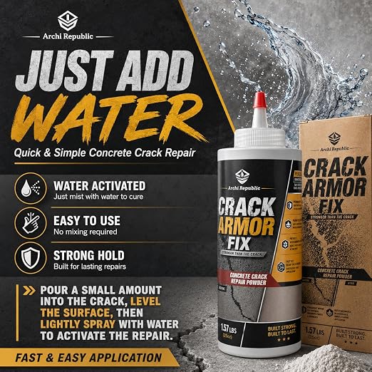 Concrete Crack Filler 1.57 lb, Water-Activated Permanent Repair - Image 5