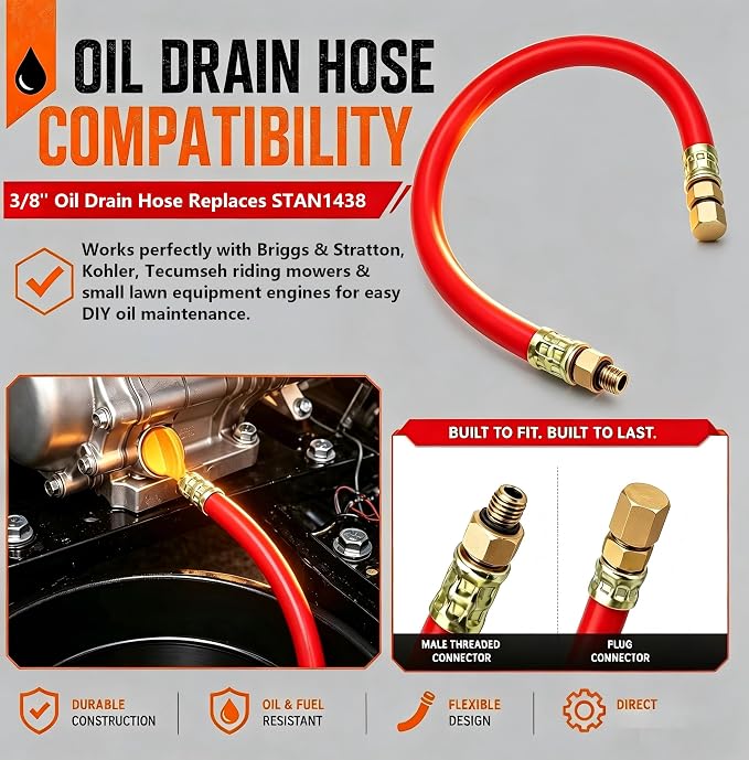 3/8" NPT Oil Drain Extension Hose Replaces STAN1438, Leak Free Oil Change Tube - Image 2