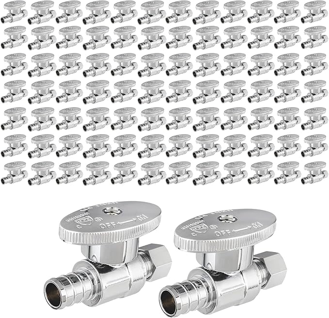 100PCS Efield Straight Stop Valve, 1/2" Barb Crimp Pex x 3/8"OD Compression | by EFIELDPEXTUBING