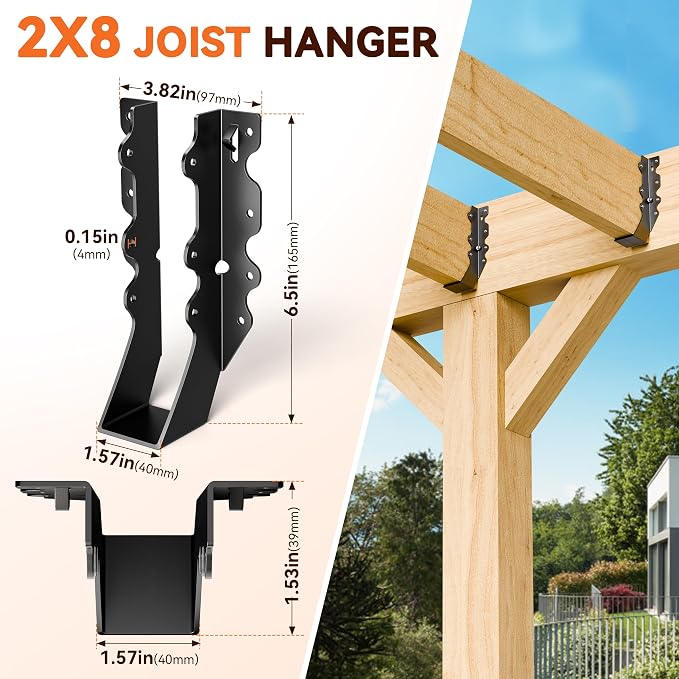 50 Pcs Black 2x8 Joist Hanger, LU28 18 Gauge Double Shear Face Mount Joist - Image 3