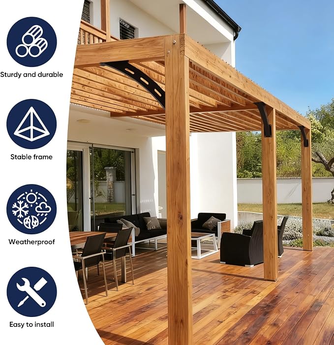 8-Pack 45 Degree Curved Pergola Beam Corner Support Brackets | Bent arc frame - Image 6