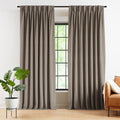 Kayne Studio Mocha Tan Velvet Pinch Pleated Back Tab Curtains 90 Inch Long | by KayneStudio