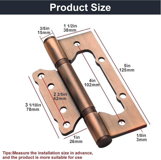 Non-Mortise Door Hinges, 5 Inch-304 Stainless Steel, Heavy Duty Door Hinges - Image 4