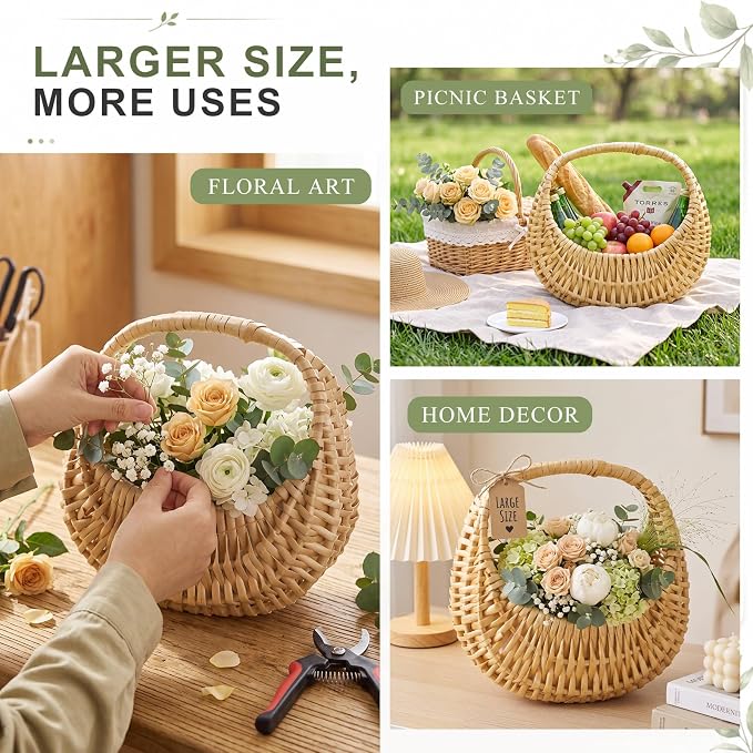 1 Pack Flower Girl Basket with Handle, 8.5 x 8.3 x 5.1 Inch - Image 6
