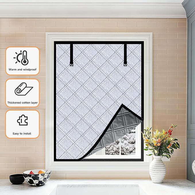 Winter Insulated Window Curtain 23.6"x39", Oxford Cloth Thermal Insulated - Image 7