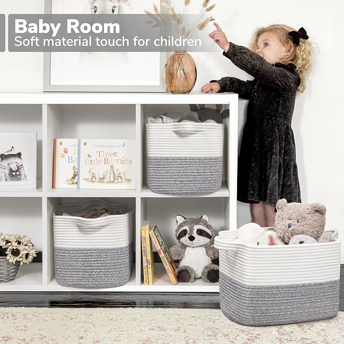 Goodpick Woven Storage Basket for Shelves, Cotton Rope Baskets for Toys - Image 3