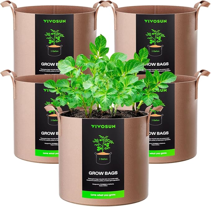 VIVOSUN 5-Pack 3 Gallon Plant Grow Bags Fabric Pots by Unknown