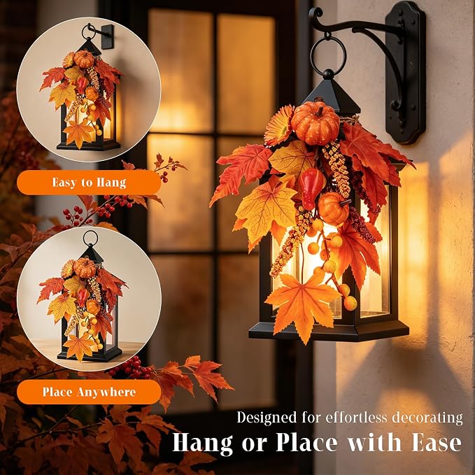 Fall Lanterns Decorative Indoor & Outdoor, Thanksgiving Decorations - Image 3