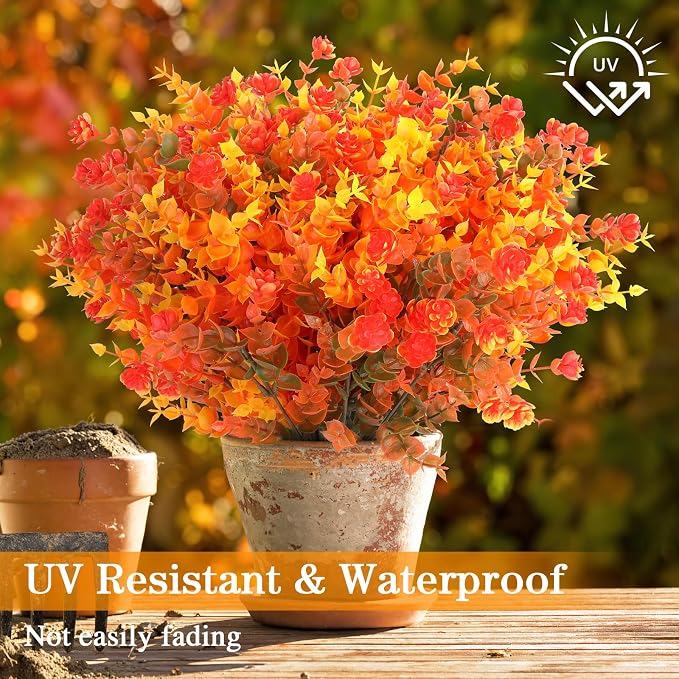 AGIRL Artificial Fall Flowers Fake Mums Outdoor, Faux Plant Porch Decor Home | - Image 4