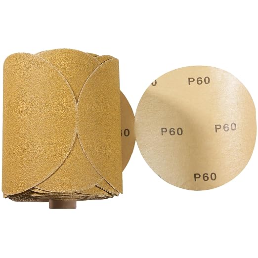 100 PCS 6 Inch Gold PSA Sanding Discs 60 Grit Self Adhesive Sticky-Back - Image 2