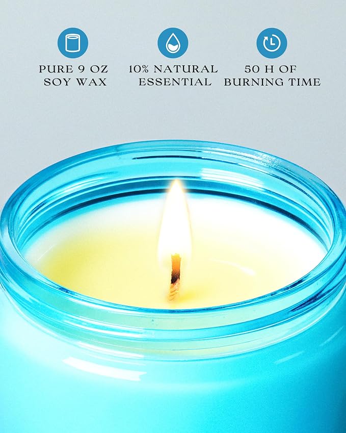 AOOVOO Fantasy Ocean Odor Eliminating Candle - 9 oz Soy Candles - Image 3