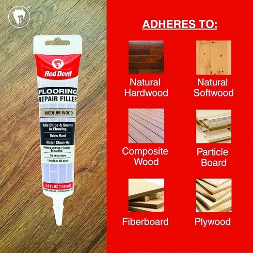 Red Devil 056025 Flooring Repair Filler, 5 oz., Medium Wood, 1 Pack - Image 4