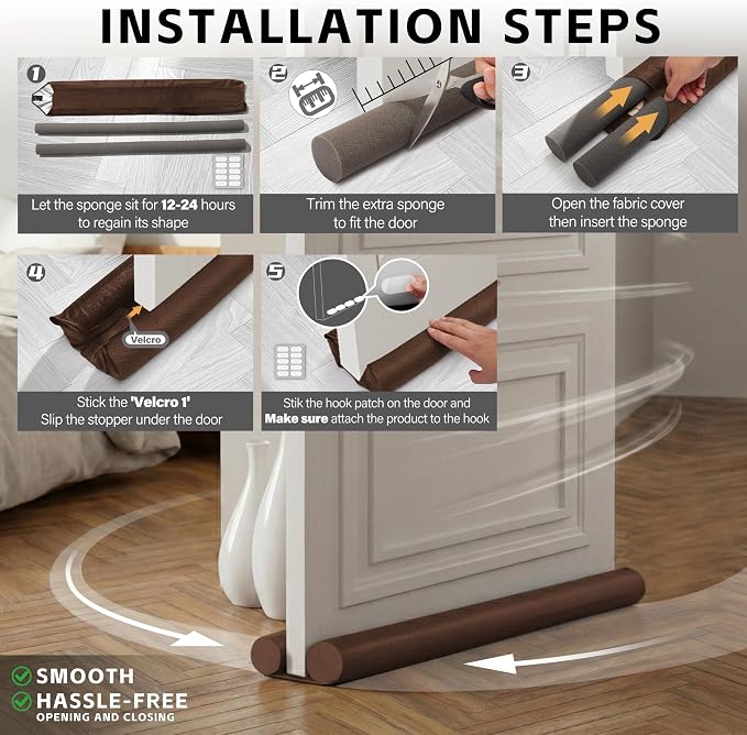 MAXTID 32" Door Draft Stopper, Air Breeze Wind Blocker, Bedroom | Must Haves - Image 7