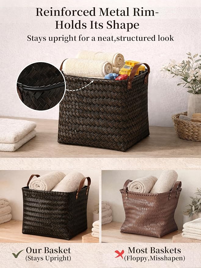 Wicker Storage Baskets, 4 Pack Woven Baskets - Image 5